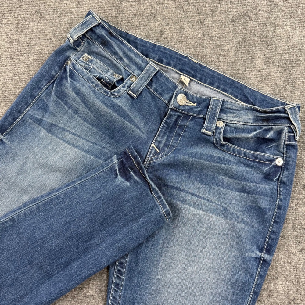 True Religion Skinny Jeans 30W x 31L Blue Low Rise Contrast Stitch Denim Women's